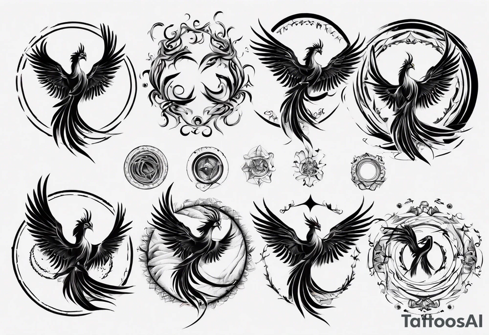 Phoenix in circles tattoo idea