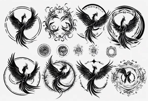 Phoenix in circles tattoo idea