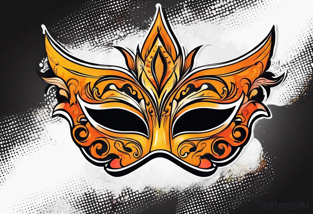 Male masquerade mask with orange smoke tattoo idea