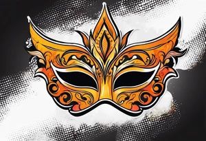Male masquerade mask with orange smoke tattoo idea