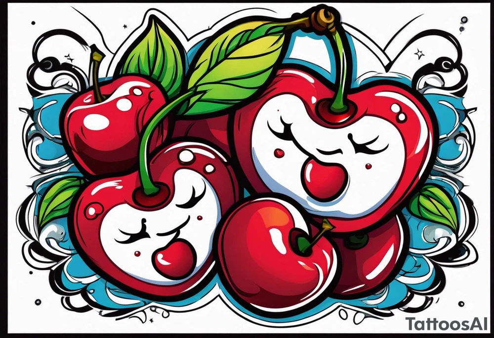 Cherries with ribbon tattoo idea