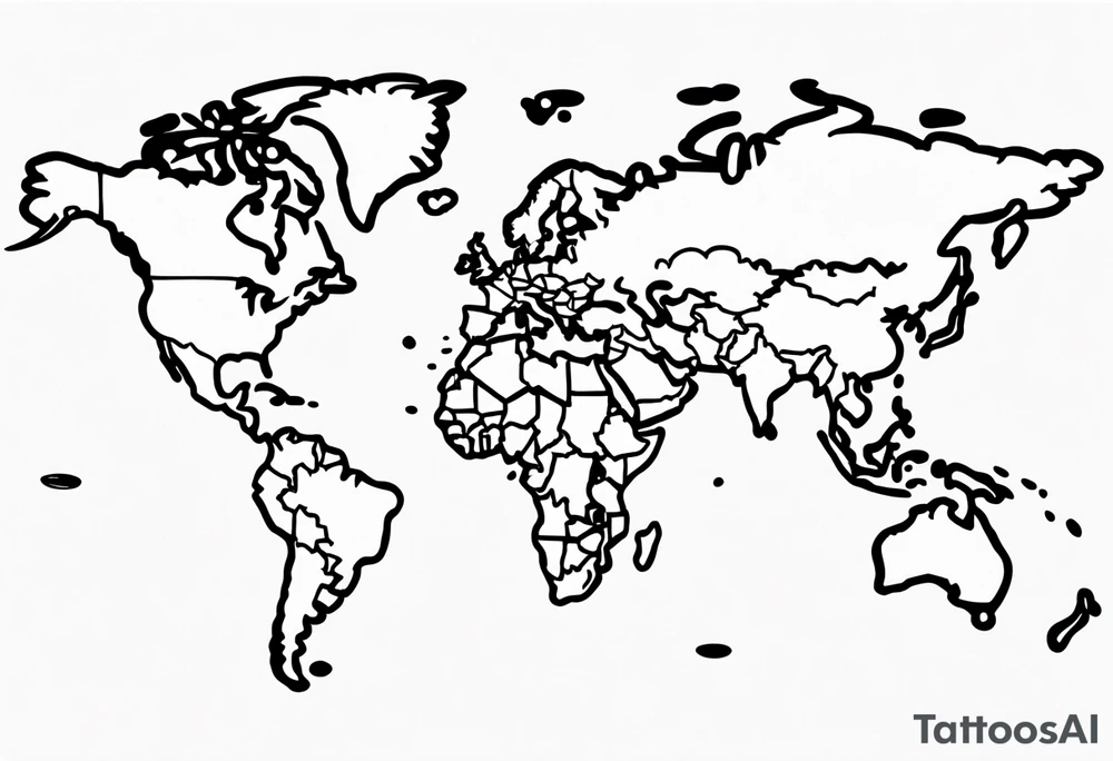 world globe map blowing up in one corner tattoo idea