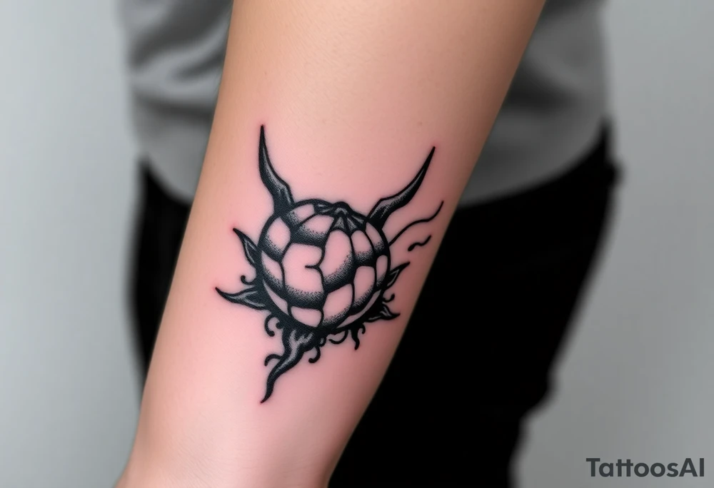 X one piece  tattoo with devil fruit stripes in corner and rest black tattoo idea