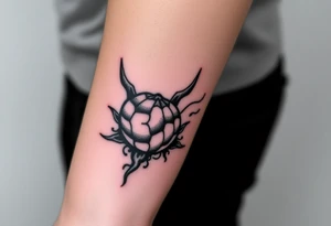 X one piece  tattoo with devil fruit stripes in corner and rest black tattoo idea