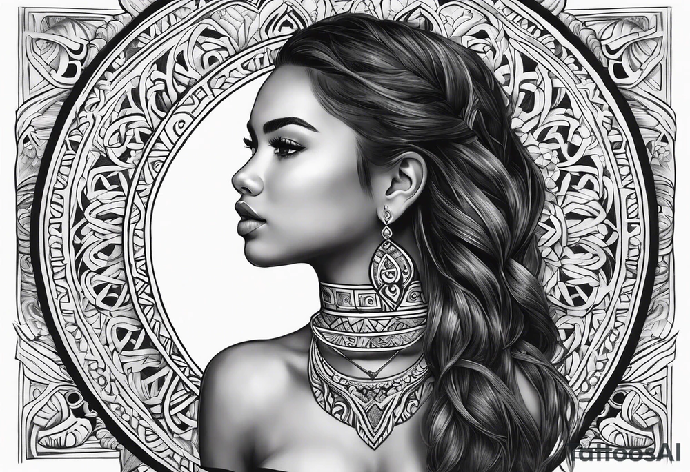 Young Girl with maori necklace tattoo idea