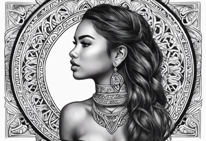 Young Girl with maori necklace tattoo idea