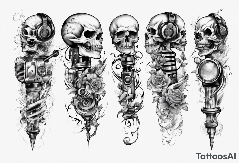 full arm. music combined with science (no skulls) tattoo idea