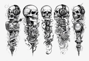 full arm. music combined with science (no skulls) tattoo idea