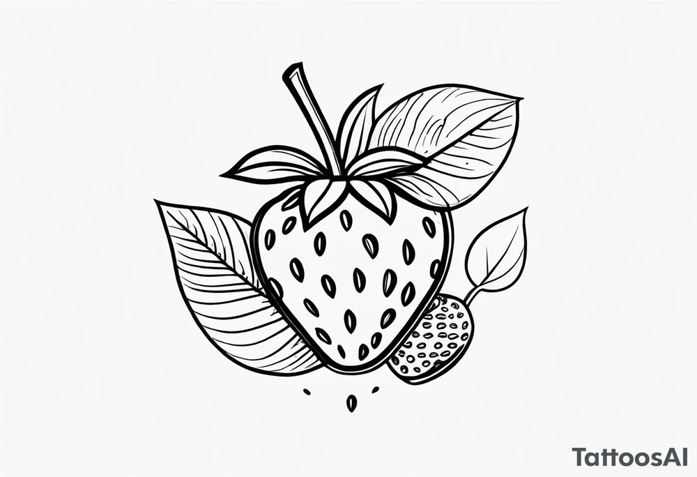 Line drawing Strawberry tattoo idea