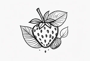 Line drawing Strawberry tattoo idea