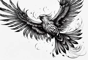 Phoenix bird flying and fading away while burning

, tattoo idea