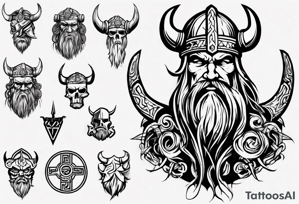 I want a tattoo of a viking head with the company name “Viking Customs” incorporated in the design tattoo idea
