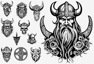 I want a tattoo of a viking head with the company name “Viking Customs” incorporated in the design tattoo idea