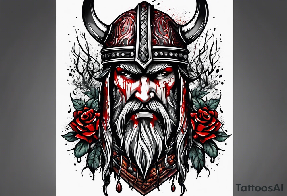 Viking warrior bleeding to death tattoo idea