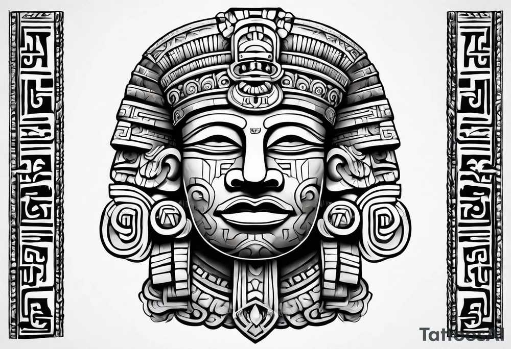 Glyph Mayan sculpture tattoo idea