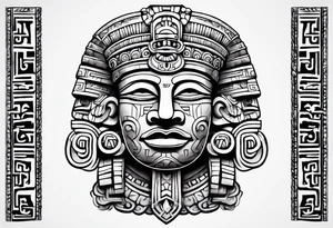 Glyph Mayan sculpture tattoo idea