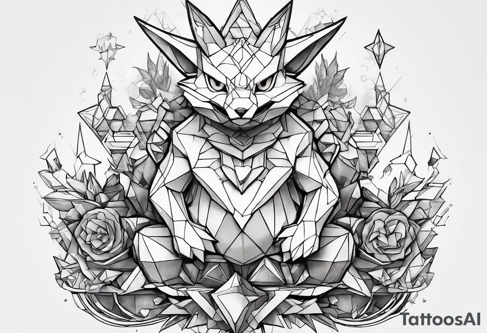 Alakazam pokemon statue tattoo idea