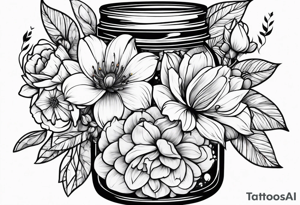 Mason jar bouquet tattoo idea