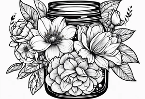 Mason jar bouquet tattoo idea