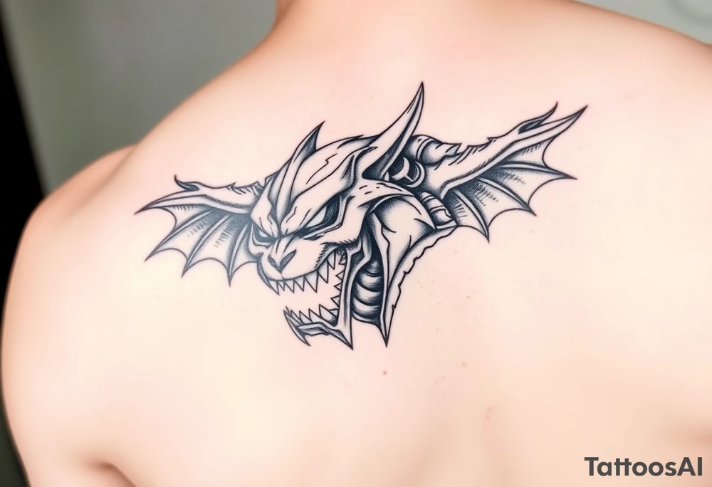Tatuaż na szyi z przodu Agresywny w stylu strasznym tattoo idea