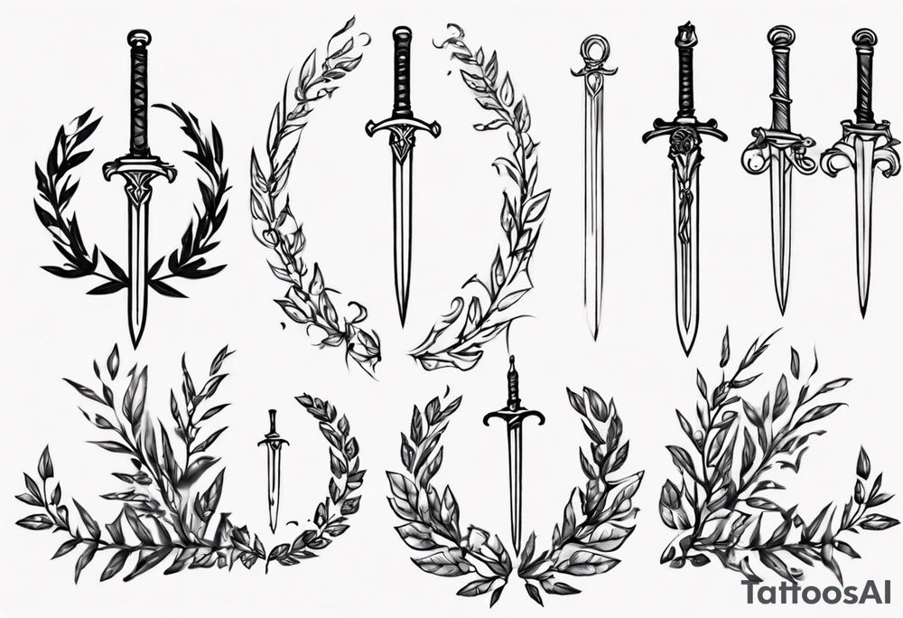13 A sword AND 13 in the middle of a laurel leaf wreath tattoo idea