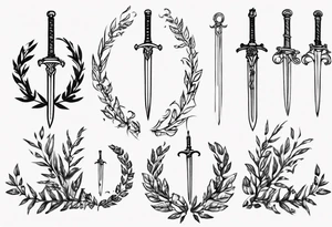 13 A sword AND 13 in the middle of a laurel leaf wreath tattoo idea