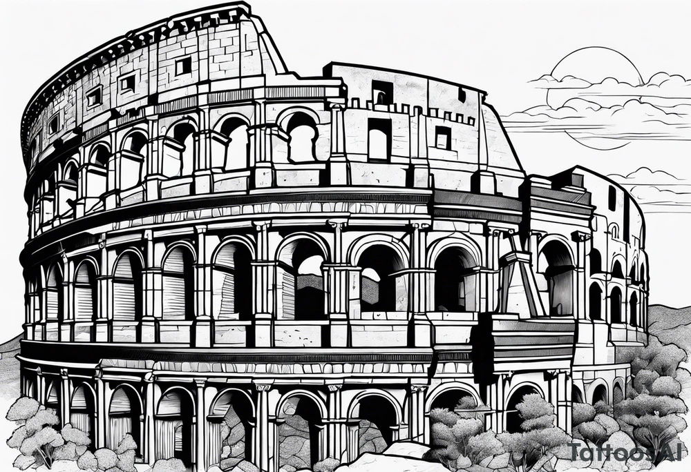 ancient ruins of Rome tattoo idea