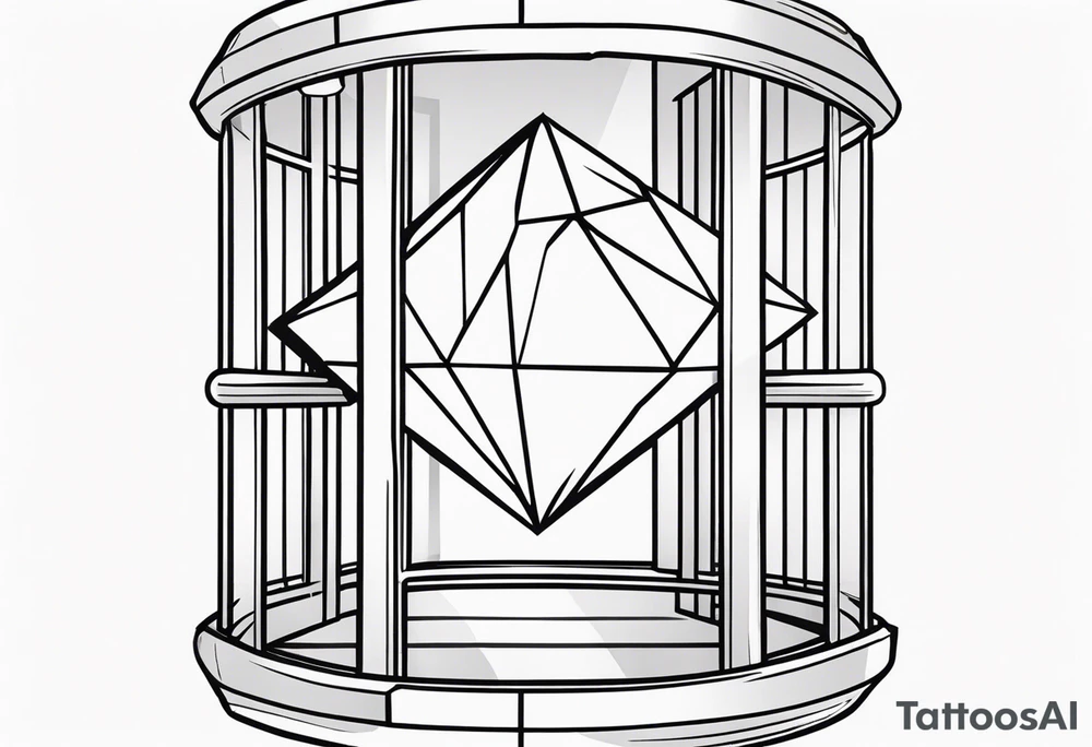 a diamond behind prison bars - minimal tattoo idea