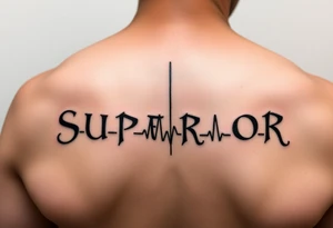 I need a tattoo that says "SUPERIOR" with a ECG acting as the underline which then transitions into becoming the "I" in "SUPERIOR". The font must preferably be gothic ultra OT tattoo idea