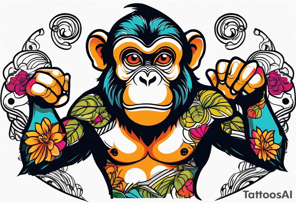 aggressive monkey on torso tattoo tattoo idea