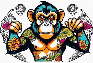 aggressive monkey on torso tattoo tattoo idea