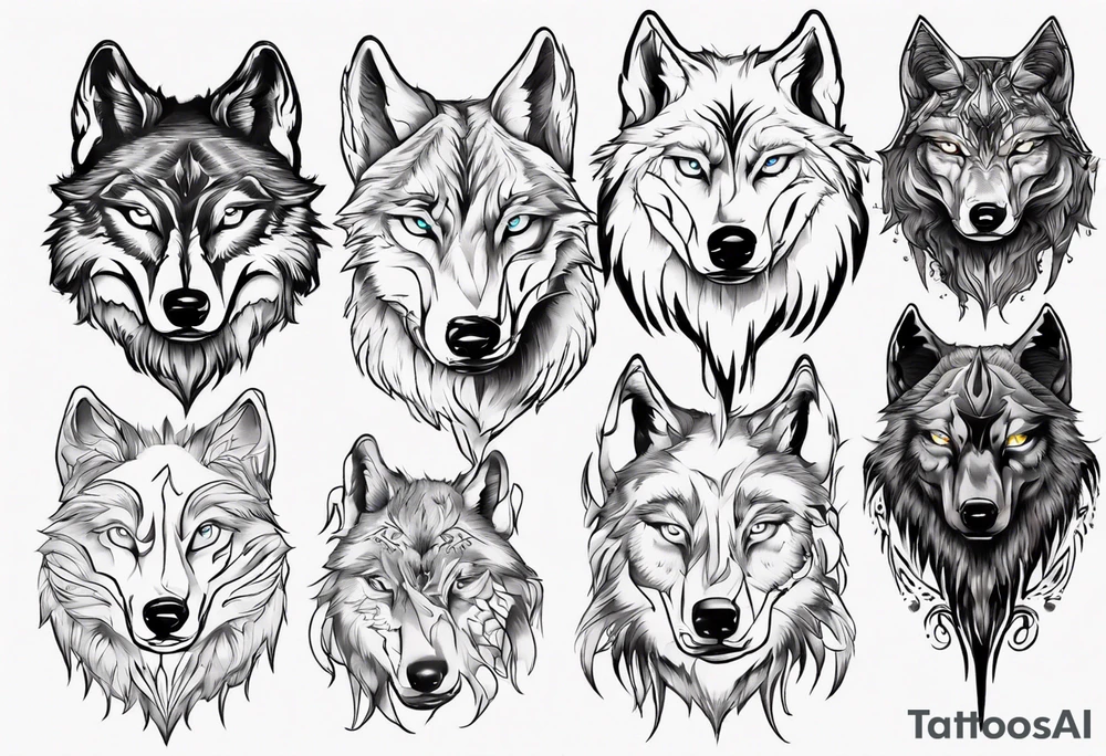 wolf with frozen eyes tattoo idea