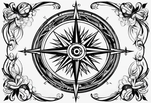 simple compass rose with long lines tattoo idea