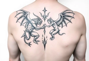 Demons and angels fighting tattoo idea