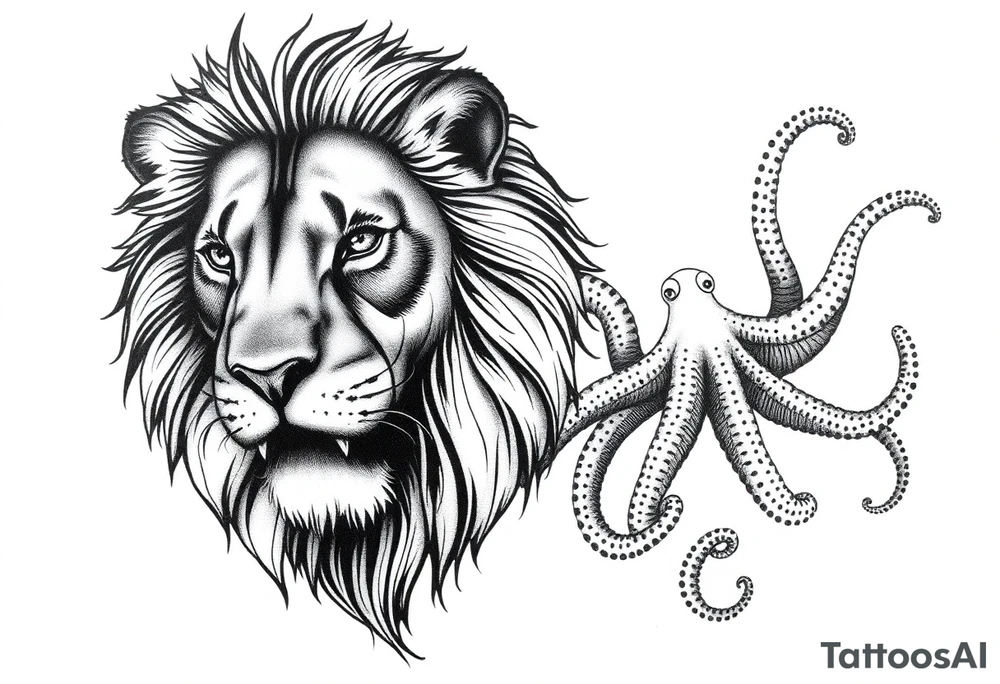 powerful majestic lion, close-up tattoo idea