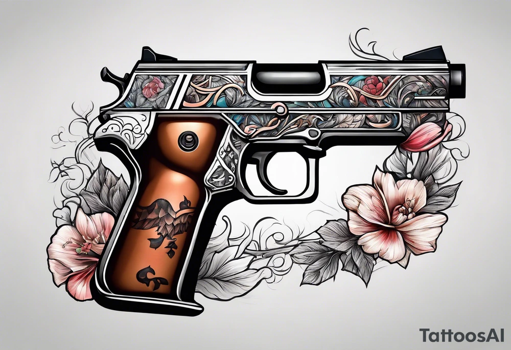 The letters AR with a pistol on each side tattoo idea