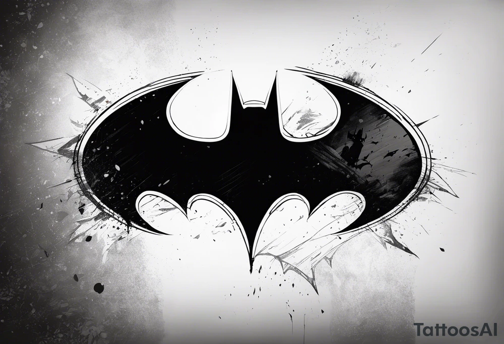 batman symbol, grunge, sketchy tattoo idea