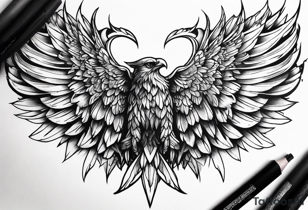 crossing angle wings tattoo idea