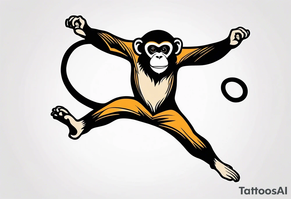 full body jumping monkey tattoo idea