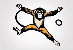 full body jumping monkey tattoo idea