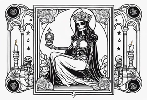 High priestess as a skeleton tarot card tattoo idea