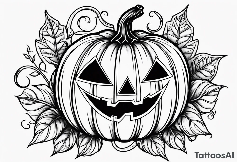 Pumpkin with vines tattoo idea
