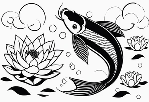 Koi fish and water lilies. tattoo idea