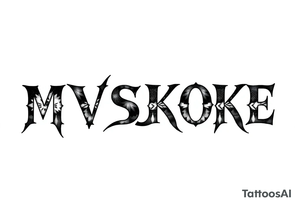 The word “MVSKOKE” shaded with Native American print tattoo idea