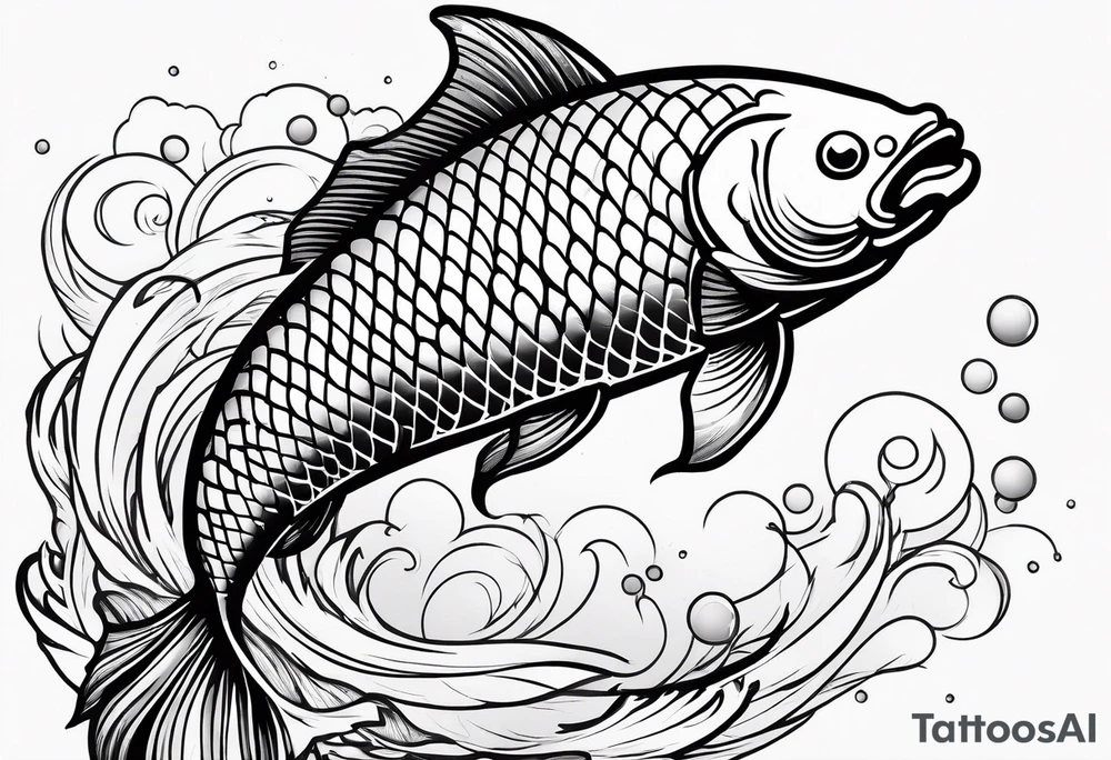 koi carp artistic line art tattoo idea