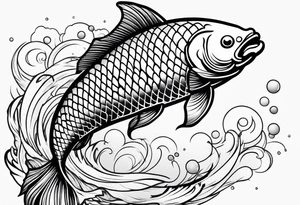 koi carp artistic line art tattoo idea