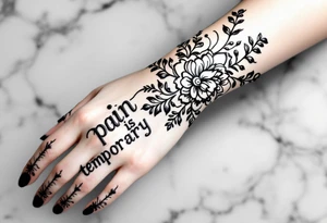 Indian style Henna tattoo for the inner wrist including words pain is temporary. Don’t show the wrist or arm tattoo idea
