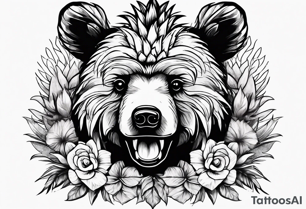 Cute pineapple bear tattoo idea