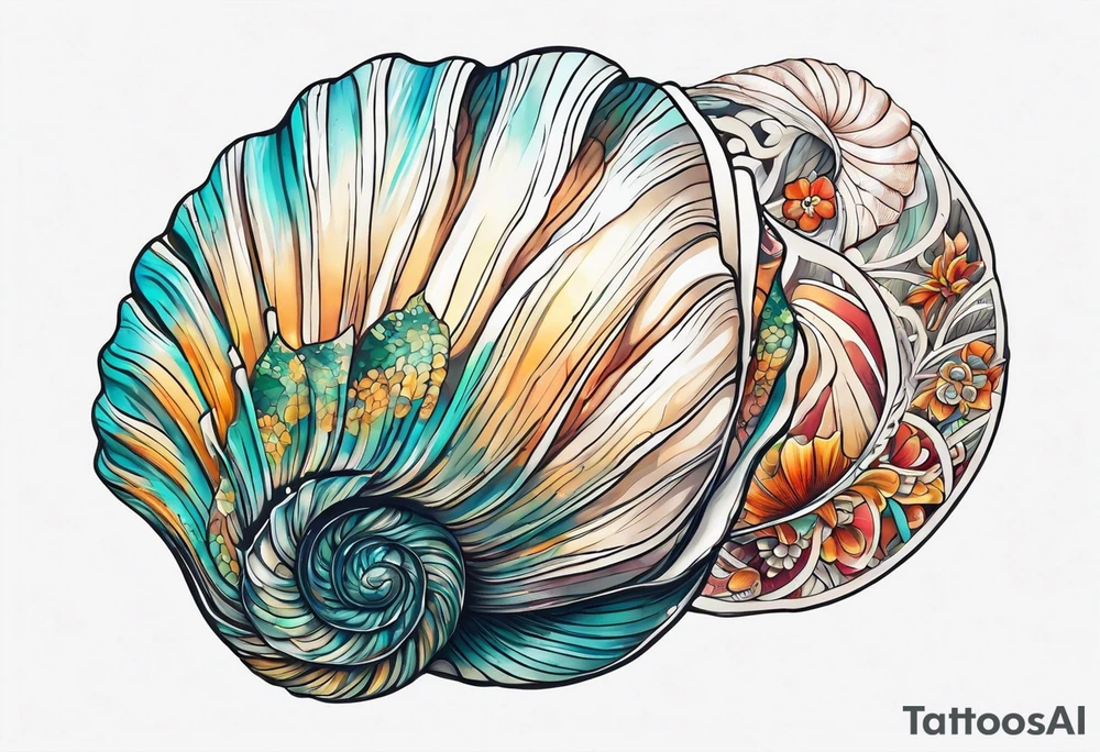 beachy seashell tattoo idea