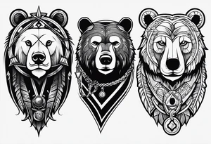 Bear near elbow, ship helm middle of forearm, contentment symbol near writst tattoo idea